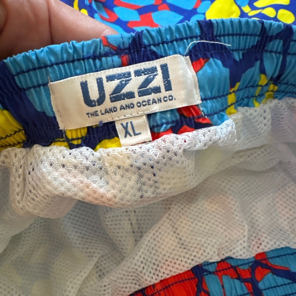Uzzi Swim Trunks Mens Blue Yellow Red Sea Turtle Print Board Shorts SIZE XL - Picture 5 of 6